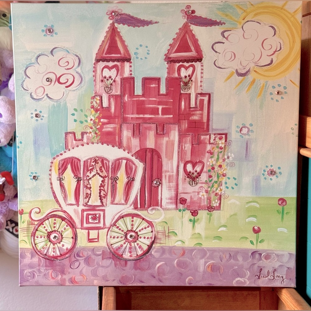 LIESL LONG PRINCESS CASTLE CANVAS PICTURE ✨SIGNED✨💕LITTLE GIRL'S ROOM